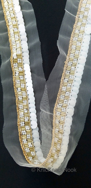 White Net Lace, Exclusive Laces, Sequinned Trimming